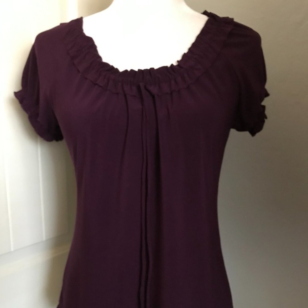 Claudia Richard Gathered Elastic Neck On-or-Off Shoulder Top w/ Tie Detail Small